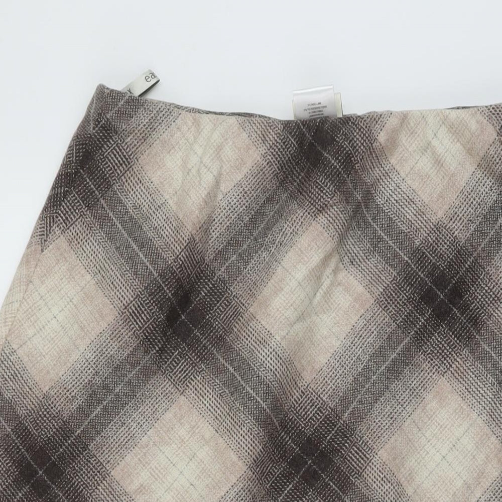 Eastex Womens Beige Plaid Wool A-Line Skirt Size 14