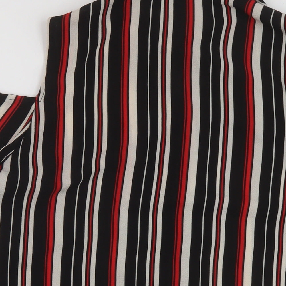 New Look Womens Multicoloured Striped Polyester Basic Blouse Size 10 Collared