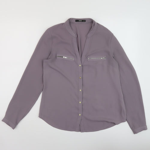 Oasis Womens Purple Polyester Basic Blouse Size 10 V-Neck