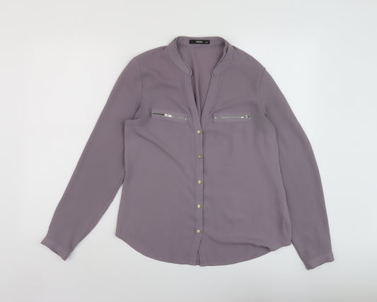 Oasis Womens Purple Polyester Basic Blouse Size 10 V-Neck