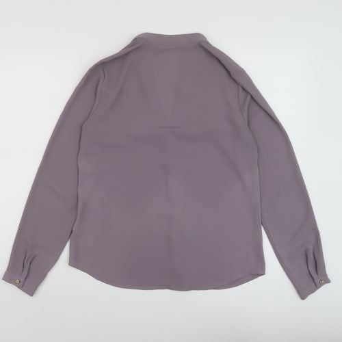 Oasis Womens Purple Polyester Basic Blouse Size 10 V-Neck