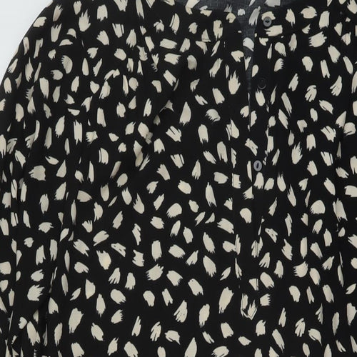 Et Vous Womens Black Geometric Polyester Tunic Blouse Size 16 V-Neck