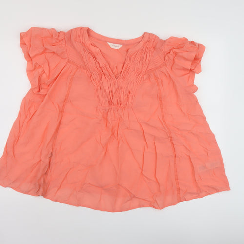 Per Una Womens Orange Cotton Basic Blouse Size 16 V-Neck