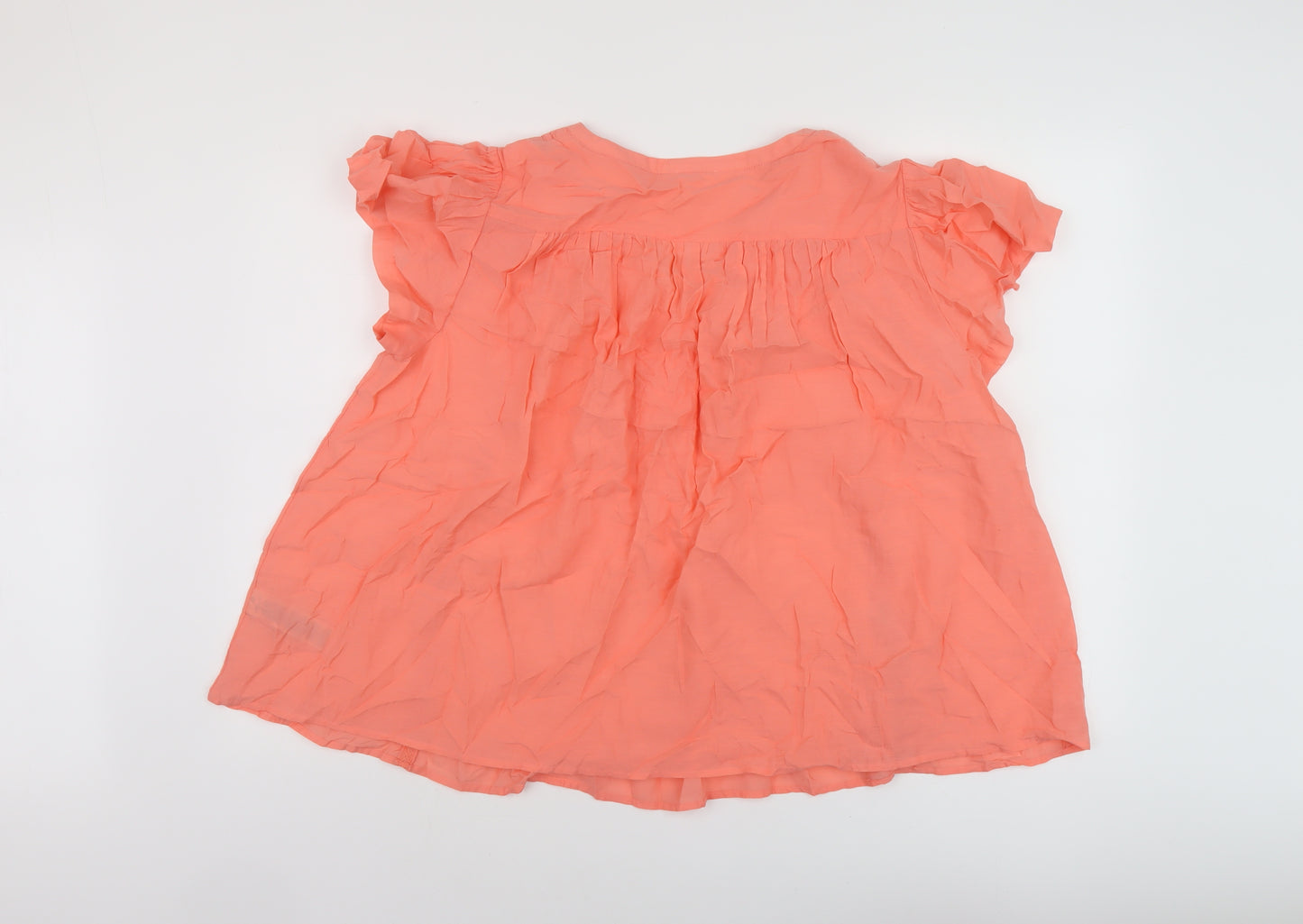 Per Una Womens Orange Cotton Basic Blouse Size 16 V-Neck