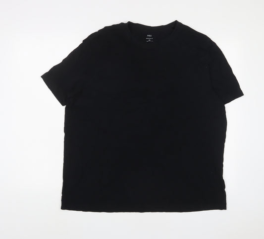 Marks and Spencer Mens Black Cotton T-Shirt Size 2XL Crew Neck