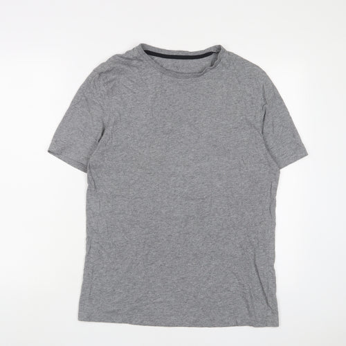 Marks and Spencer Mens Grey Cotton T-Shirt Size M Crew Neck