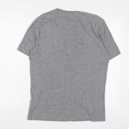 Marks and Spencer Mens Grey Cotton T-Shirt Size M Crew Neck