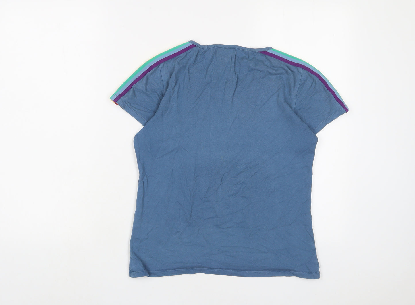 Howies Womens Blue Striped Cotton Basic T-Shirt Size XS Crew Neck