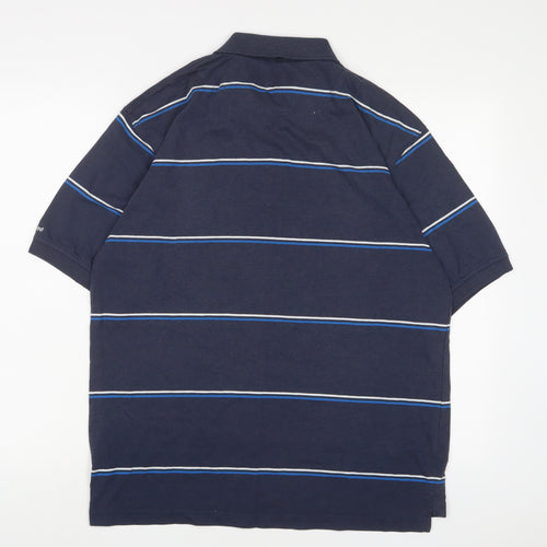 Cypress Point Mens Blue Striped Cotton Polo Size L Collared Button