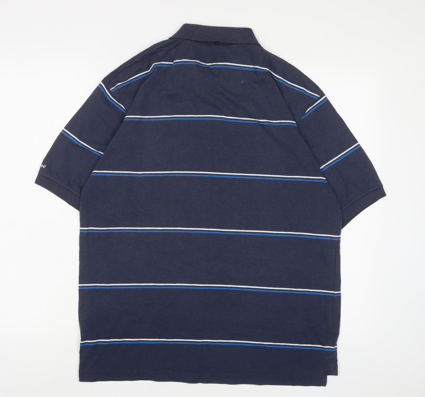 Cypress Point Mens Blue Striped Cotton Polo Size L Collared Button