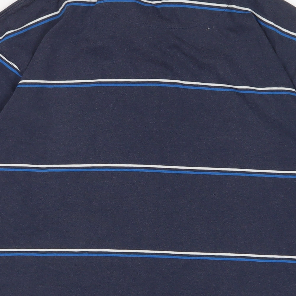 Cypress Point Mens Blue Striped Cotton Polo Size L Collared Button