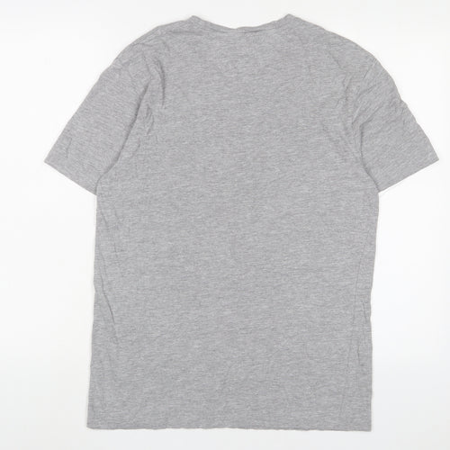 Zara Mens Grey Cotton T-Shirt Size M Crew Neck