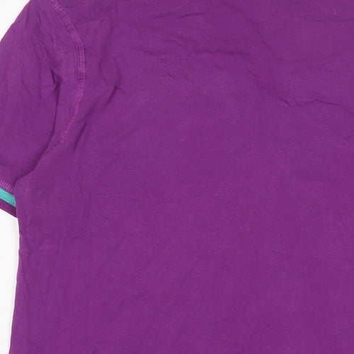 Slazenger Mens Purple Cotton T-Shirt Size M V-Neck - Logo, Embroidered