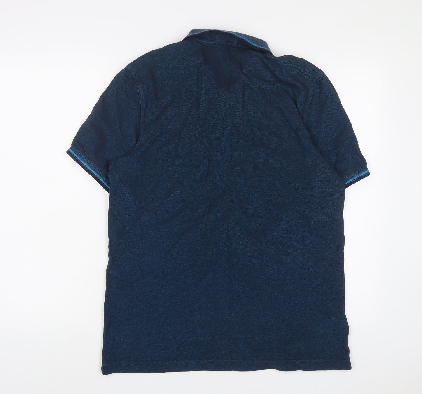 Fred Perry Mens Blue Cotton Polo Size L Collared Button - Logo, Embroidered