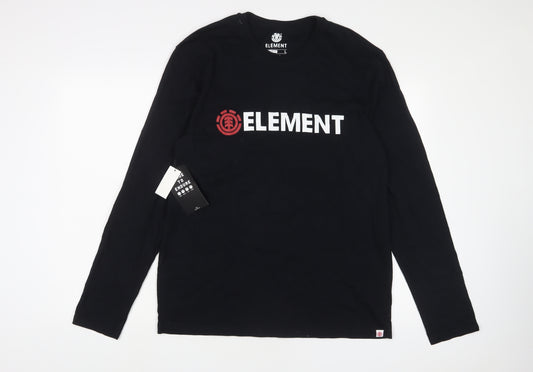 Element Mens Black Cotton T-Shirt Size L Collared