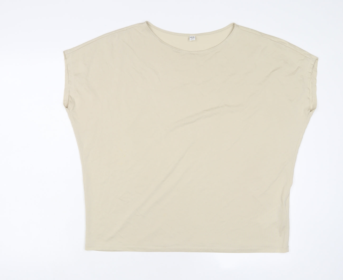 Uniqlo Womens Beige Polyester Basic T-Shirt Size L Boat Neck