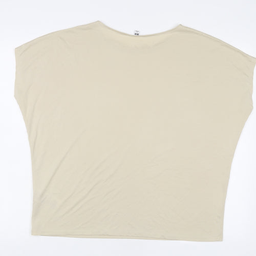 Uniqlo Womens Beige Polyester Basic T-Shirt Size L Boat Neck