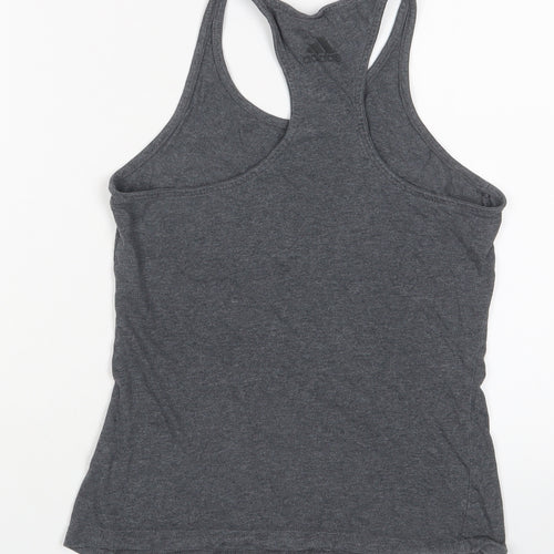 adidas Womens Grey Polyester Basic Tank Size XS Scoop Neck - Logo