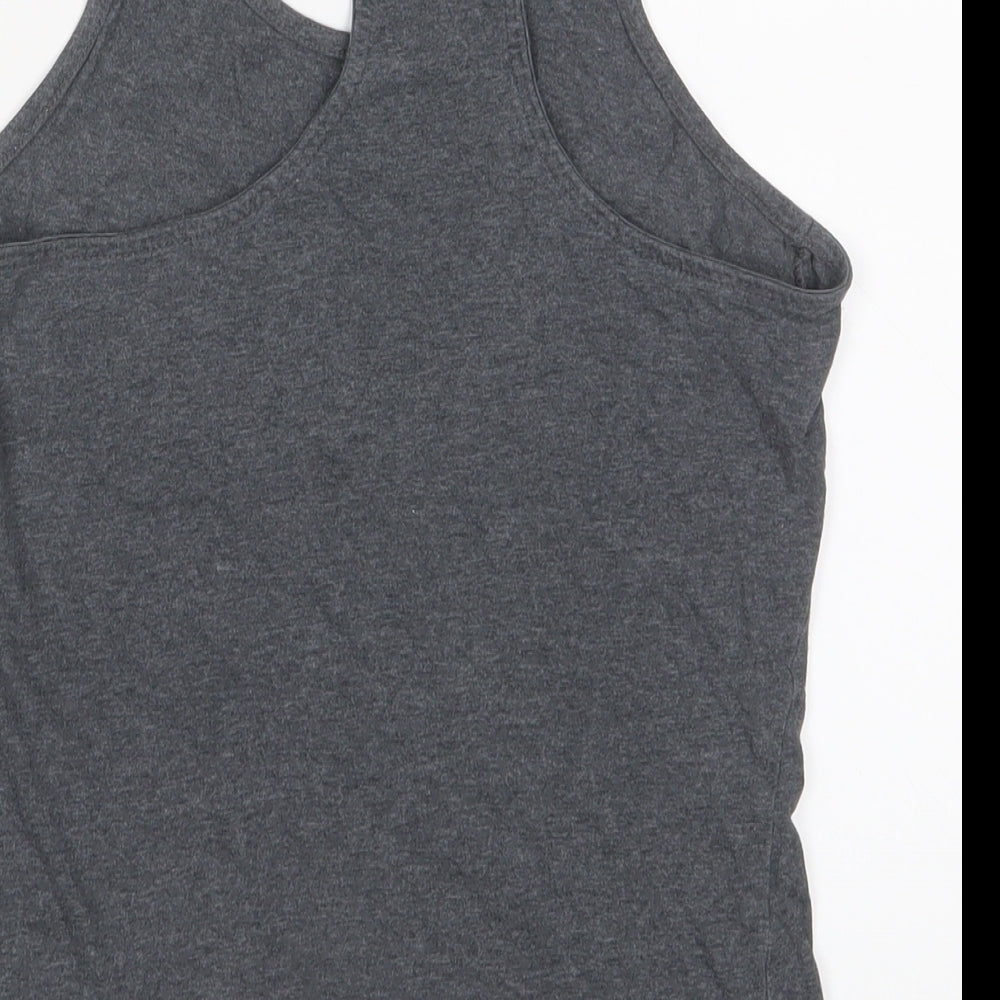 adidas Womens Grey Polyester Basic Tank Size XS Scoop Neck - Logo