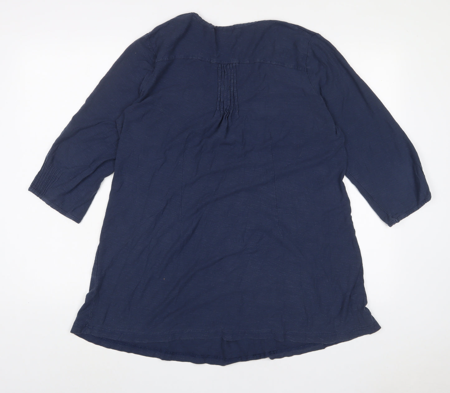 Adini Womens Blue Cotton Basic T-Shirt Size L Scoop Neck