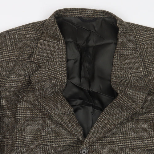 Daniel Hechter Mens Brown Houndstooth Polyester Jacket Suit Jacket Size 44 Regular