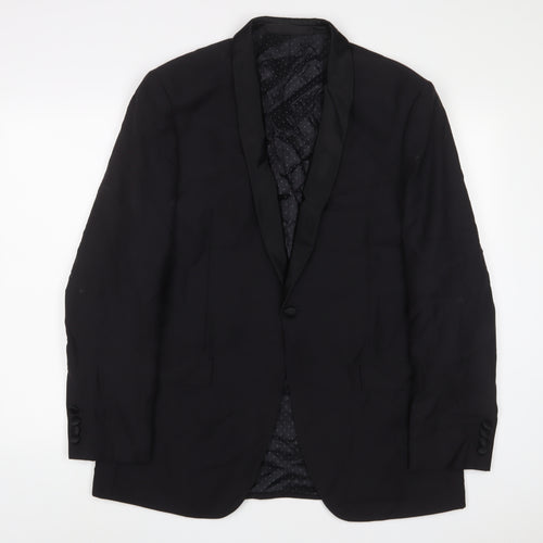 John Lewis Mens Black Wool Jacket Suit Jacket Size 42 Regular