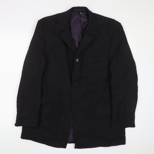 pinstripe' Mens Black Polyester Jacket Suit Jacket Size 42 Regular