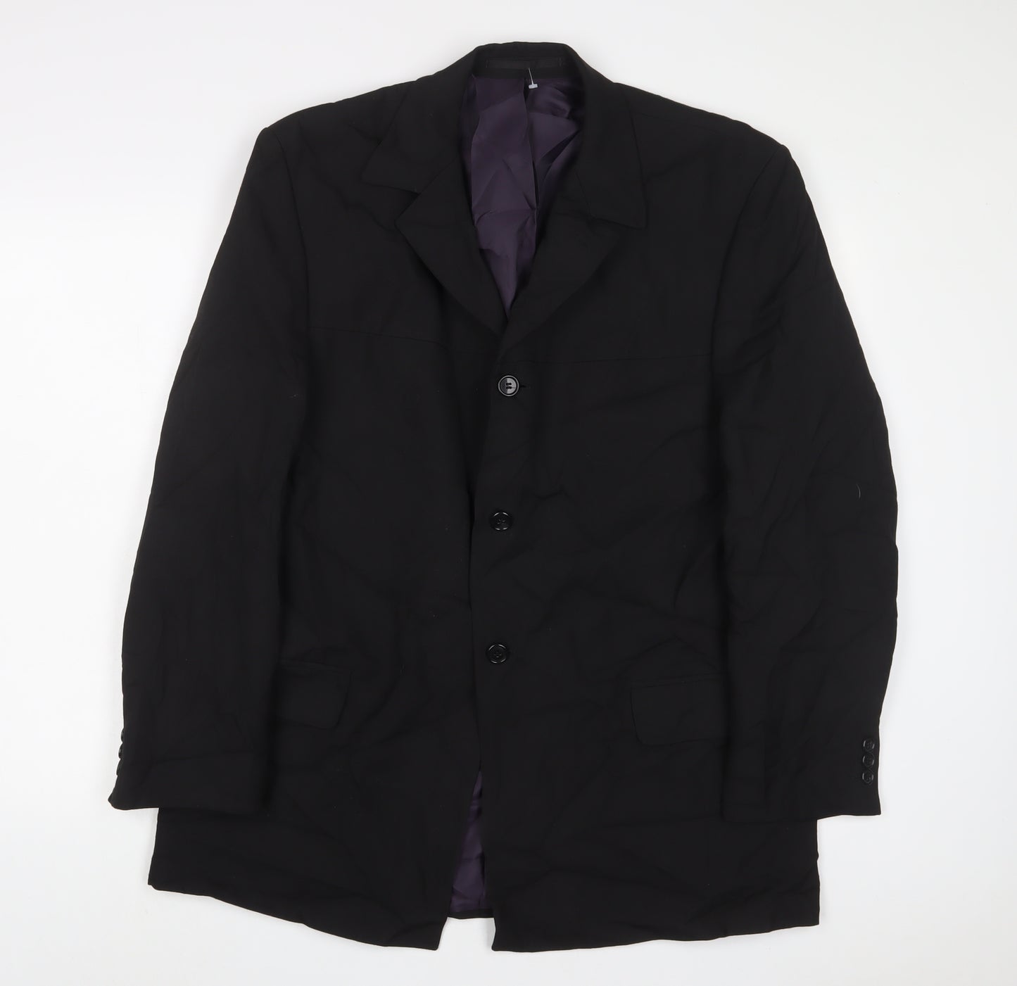 pinstripe' Mens Black Polyester Jacket Suit Jacket Size 42 Regular