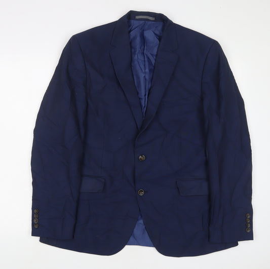 Marks and Spencer Mens Blue Polyester Jacket Suit Jacket Size 42 Regular