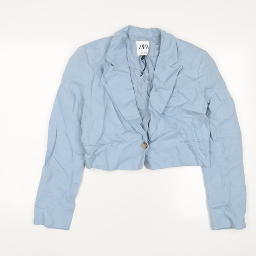 Zara Womens Blue Jacket Blazer Size S Button