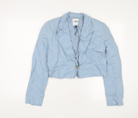 Zara Womens Blue Jacket Blazer Size S Button