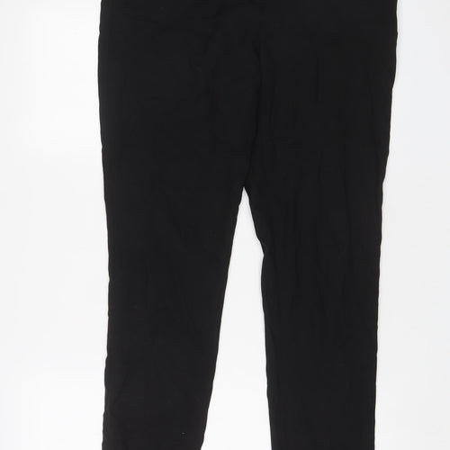 H&M Womens Black Polyester Trousers Size 10 L30 in Regular Hook & Eye