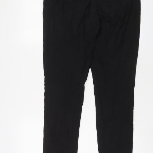 H&M Womens Black Polyester Trousers Size 10 L30 in Regular Hook & Eye