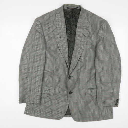 Marks and Spencer Mens Green Plaid Wool Jacket Suit Jacket Size 38 Regular