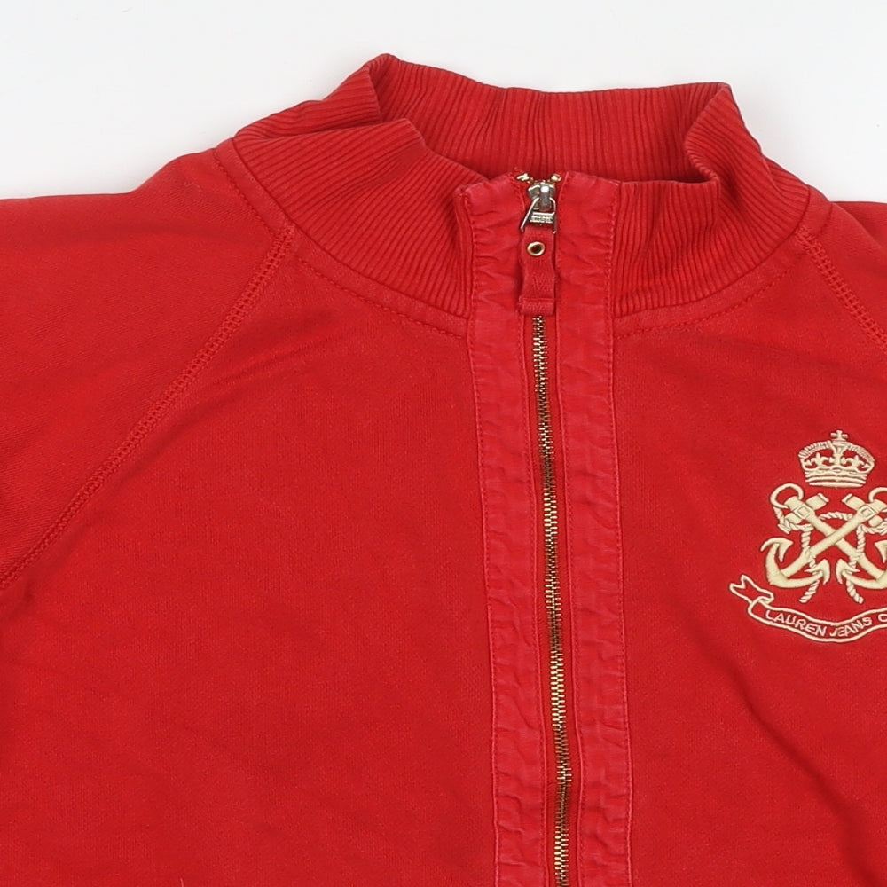 Ralph Lauren Womens Red Cotton Full Zip Sweatshirt Size XL Zip