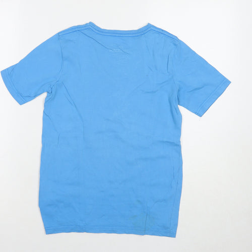 Quiksilver Boys Blue Cotton Basic T-Shirt Size 12 Years Round Neck Pullover - Logo