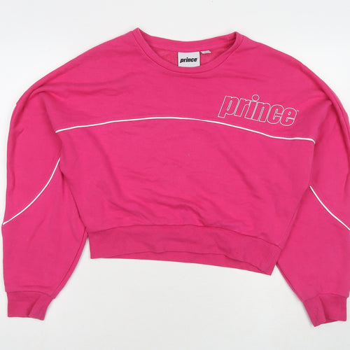 Prince Womens Pink Cotton Pullover Sweatshirt Size 12 Pullover - Logo, cropped Size 12-14