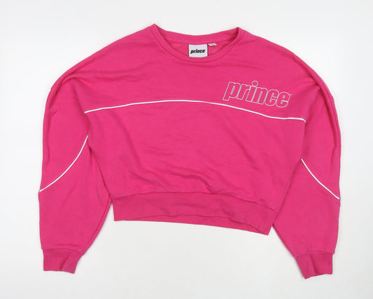 Prince Womens Pink Cotton Pullover Sweatshirt Size 12 Pullover - Logo, cropped Size 12-14