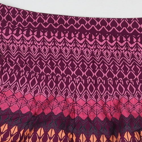 H&M Womens Multicoloured Geometric Cotton A-Line Skirt Size 14 Zip