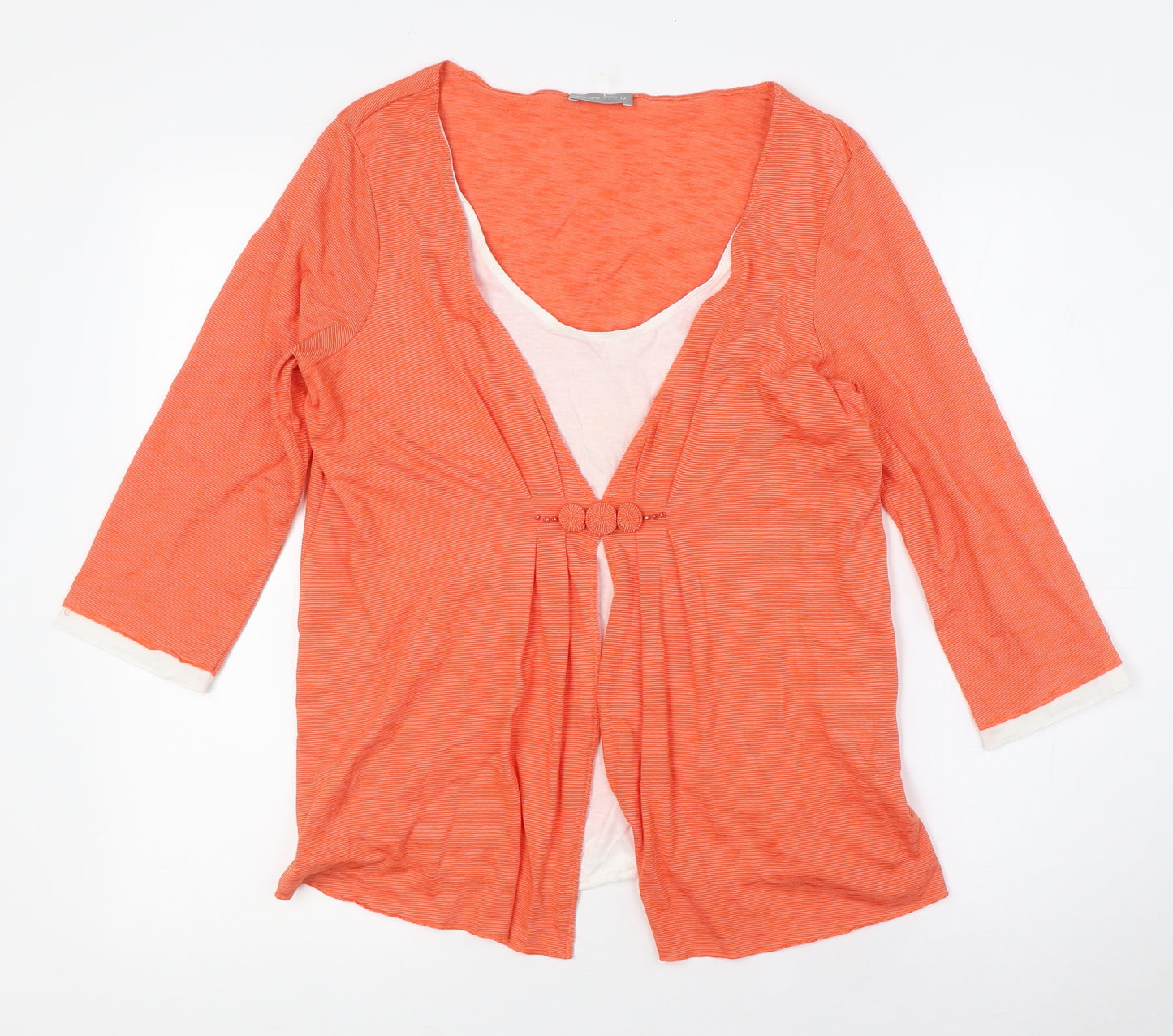 Per Una Womens Orange Viscose Basic Blouse Size 12 Scoop Neck - Mock Cardigan