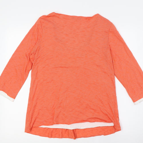 Per Una Womens Orange Viscose Basic Blouse Size 12 Scoop Neck - Mock Cardigan