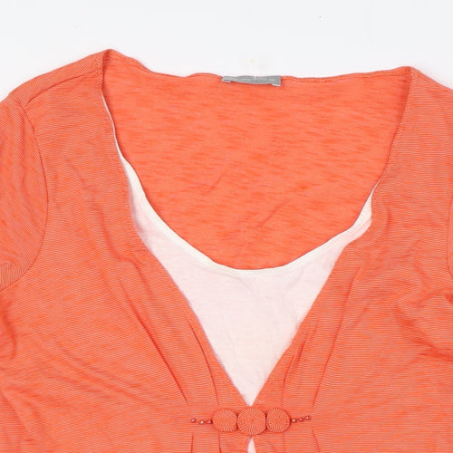 Per Una Womens Orange Viscose Basic Blouse Size 12 Scoop Neck - Mock Cardigan