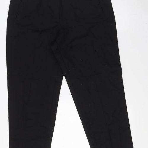 Marks and Spencer Womens Black Wool Trousers Size 14 L27 in Regular Zip