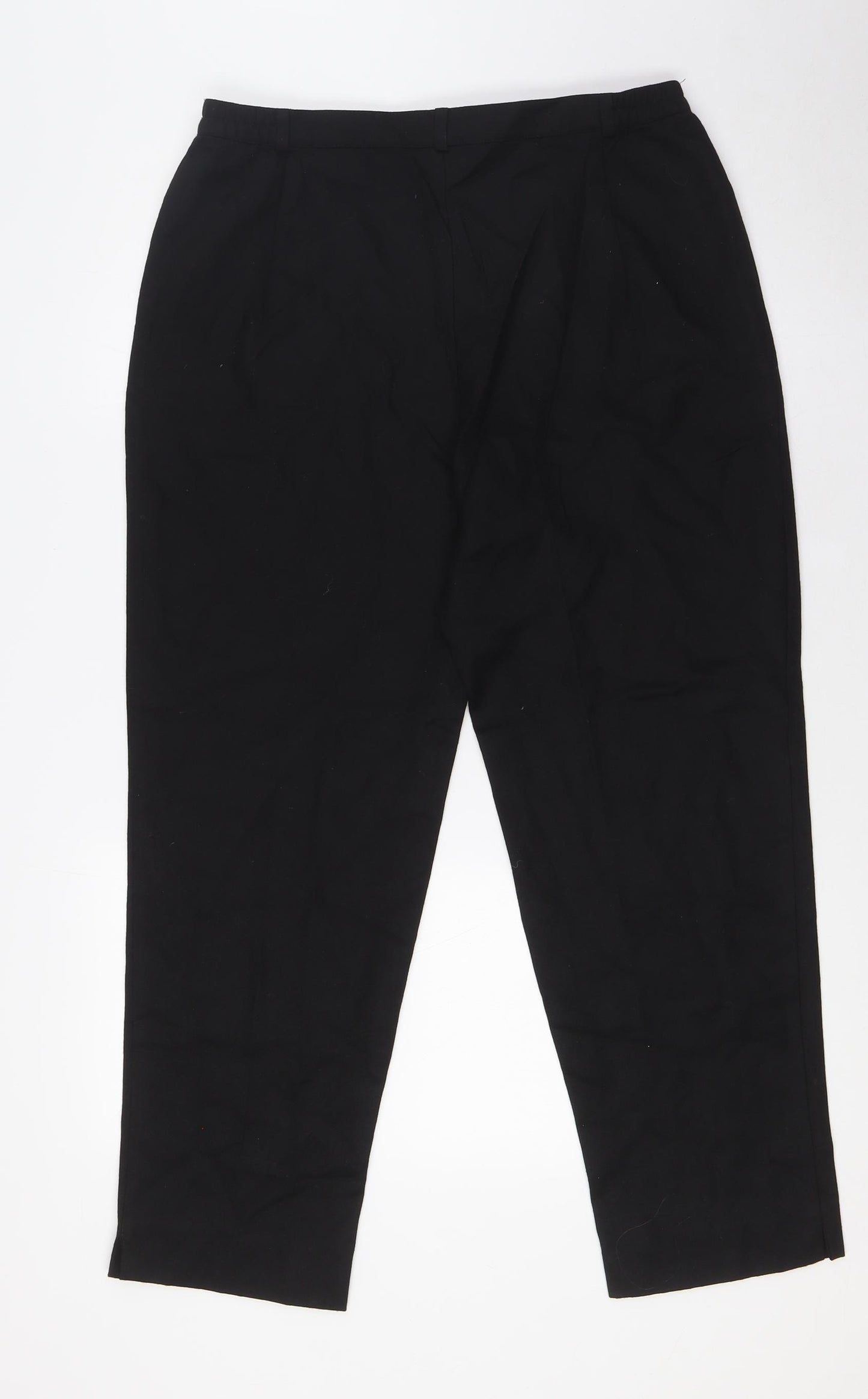 Marks and Spencer Womens Black Wool Trousers Size 14 L27 in Regular Zip