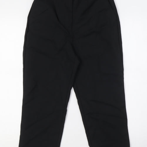 Marks and Spencer Womens Black Cotton Capri Trousers Size 10 L22 in Regular Zip - Cropped, Elasticated Waist