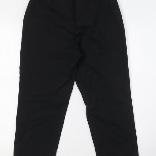 Marks and Spencer Womens Black Cotton Capri Trousers Size 10 L22 in Regular Zip - Cropped, Elasticated Waist