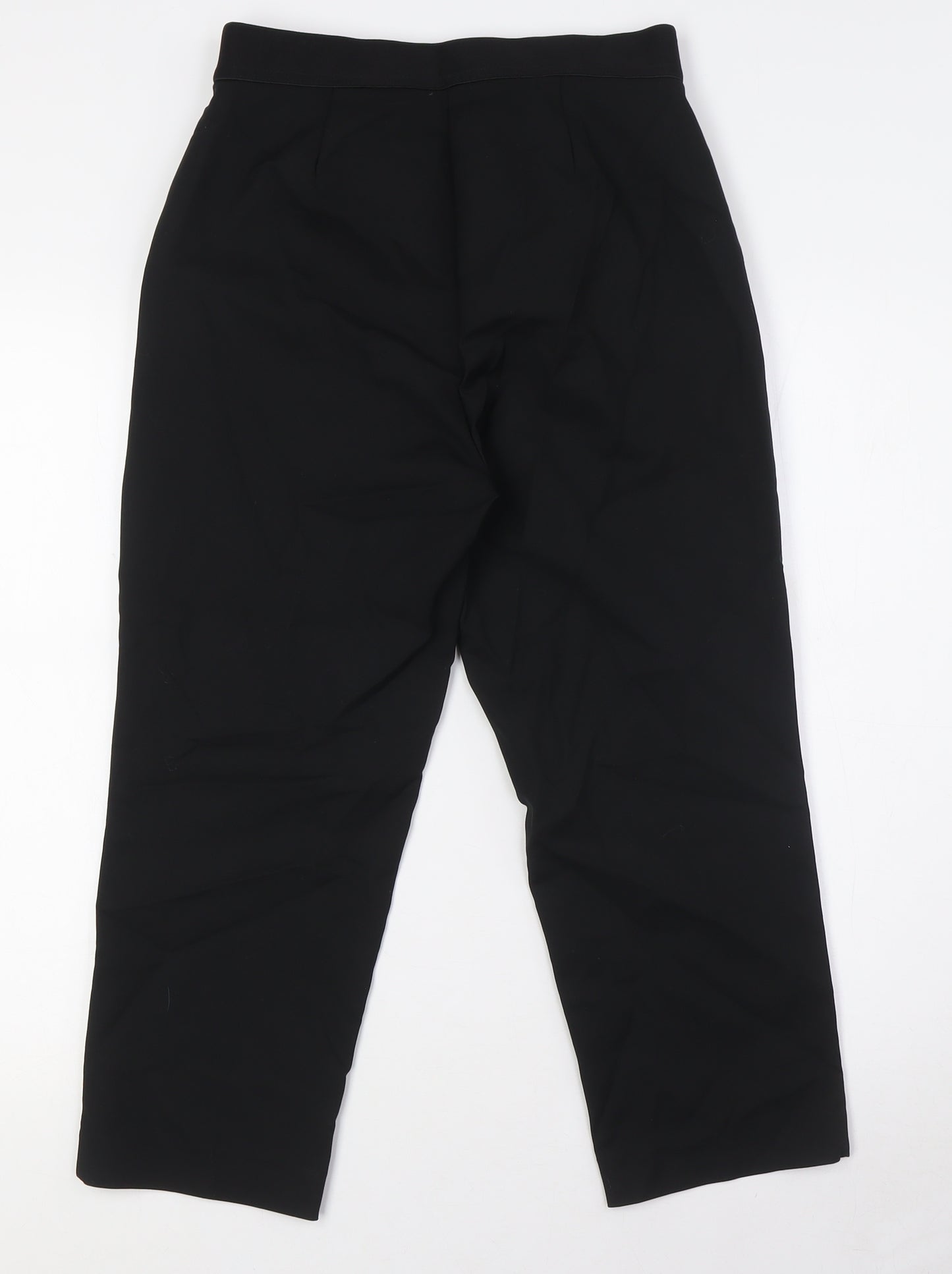 Marks and Spencer Womens Black Cotton Capri Trousers Size 10 L22 in Regular Zip - Cropped, Elasticated Waist