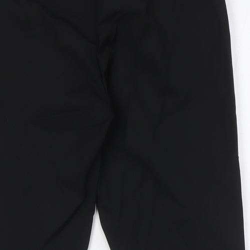 Marks and Spencer Womens Black Cotton Capri Trousers Size 10 L22 in Regular Zip - Cropped, Elasticated Waist