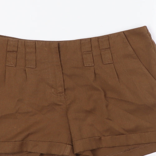 Vera Moda Womens Brown Polyester Bermuda Shorts Size 8 L3 in Regular Zip - Turn Ups