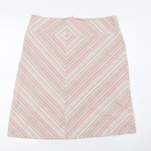 NEXT Womens Multicoloured Striped Cotton A-Line Skirt Size 16 Zip